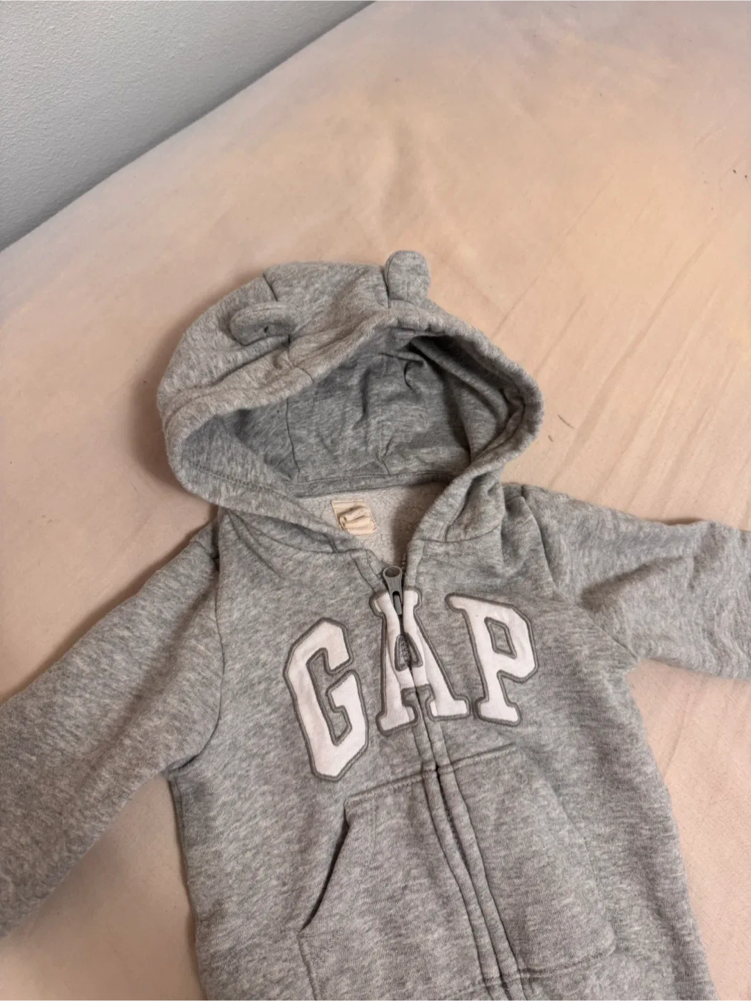 GAP Baby Grey Zip Up Hoodie Footed Jumpsuit image indicator(2)