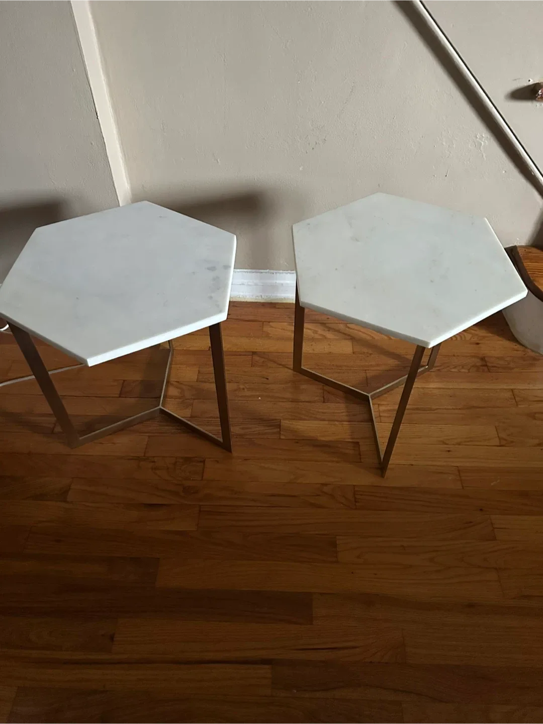 Hexagon Marble Top Side Tables - Set of 2 image indicator(2)