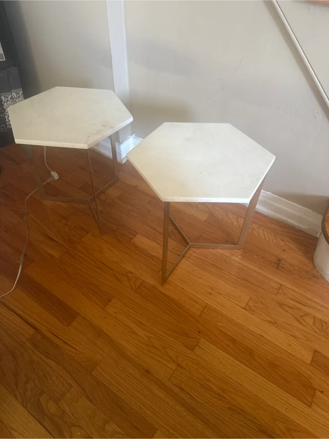 Hexagon Marble Top Side Tables - Set of 2 image indicator(3)