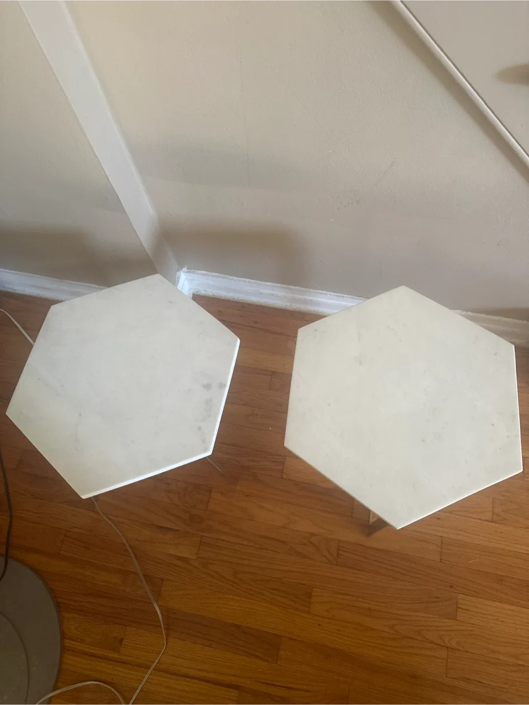 Hexagon Marble Top Side Tables - Set of 2 image indicator(4)