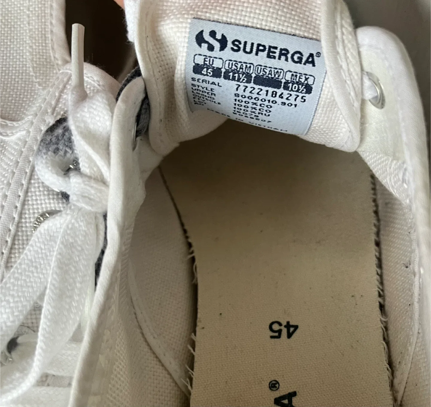 Superga Classic White Sneakers US Size 10.5-11 image indicator(4)