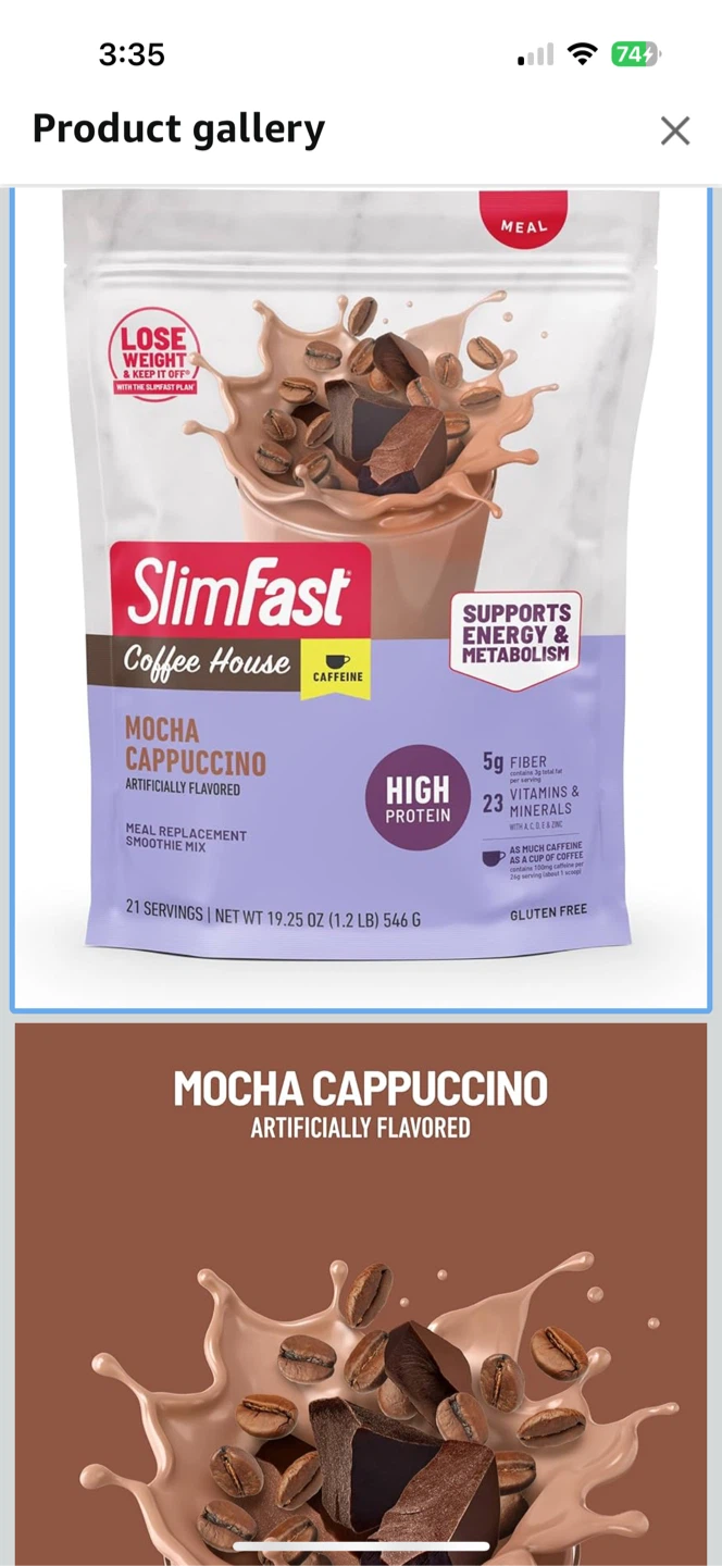 SlimFast Coffee House Mocha Cappuccino protein shake mix