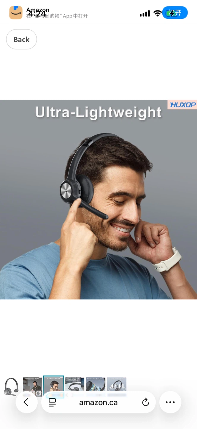 HUXOP Bluetooth 5.2 Headset - Ultra-Lightweight - photo 3