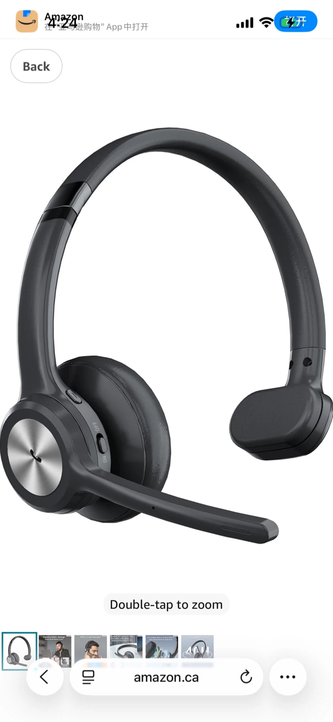 HUXOP Bluetooth 5.2 Headset - Ultra-Lightweight