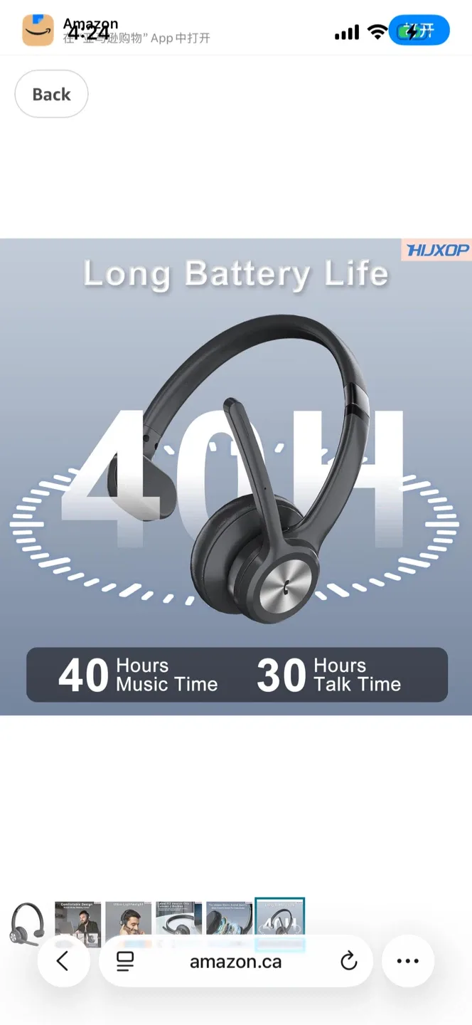 HUXOP Bluetooth 5.2 Headset - Ultra-Lightweight image indicator(6)