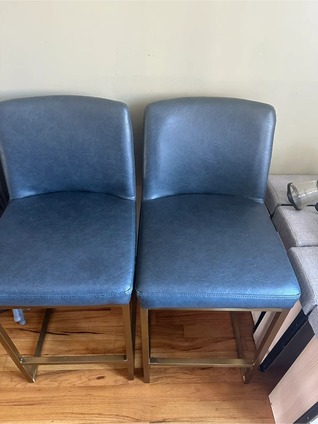 Set of 2 navy blue & Gold Bar Stools image indicator(3)