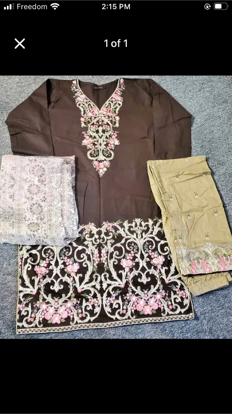 Embroidered Brown Salwar Kameez Suit