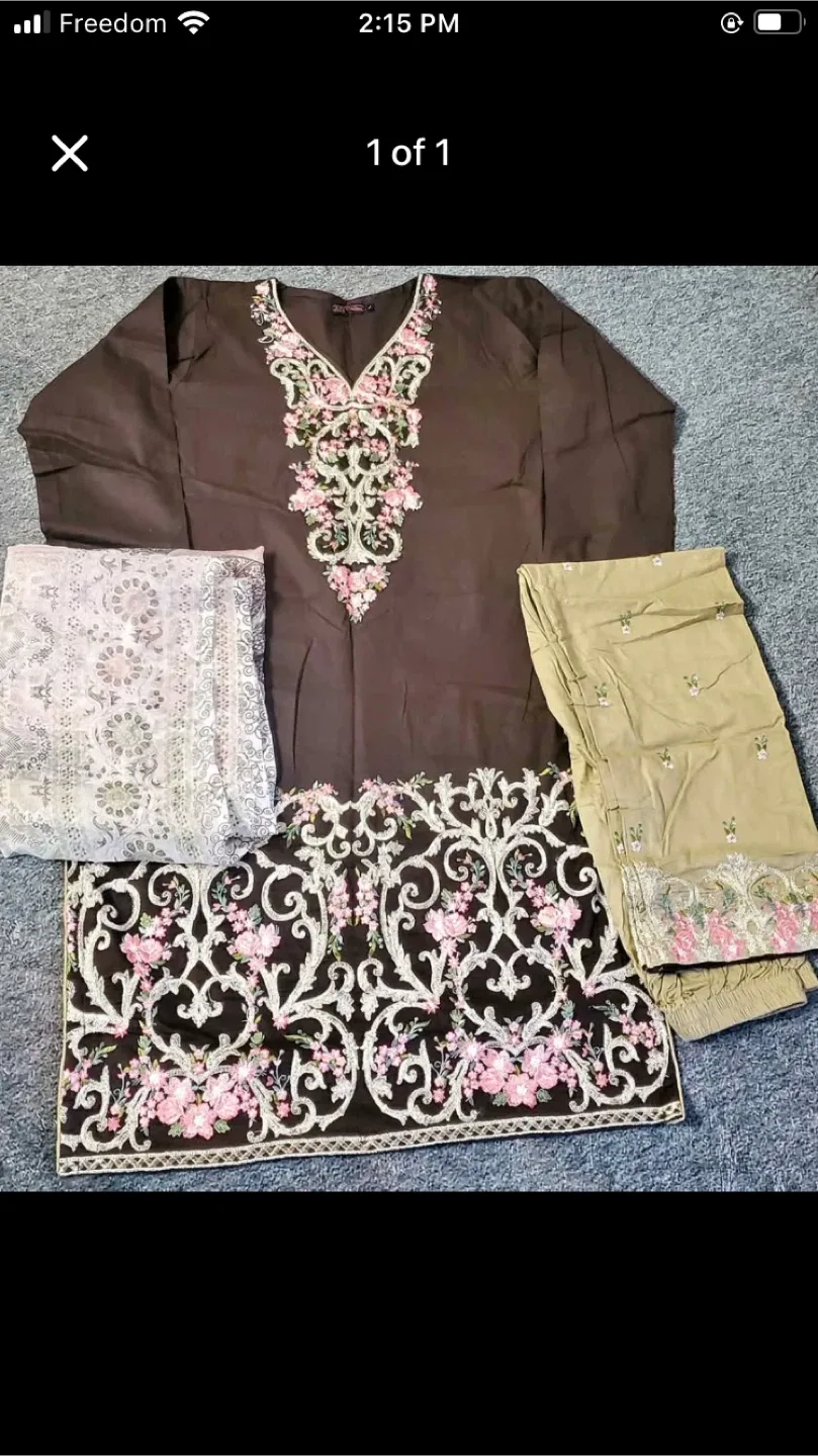 Embroidered Brown Salwar Kameez Suit