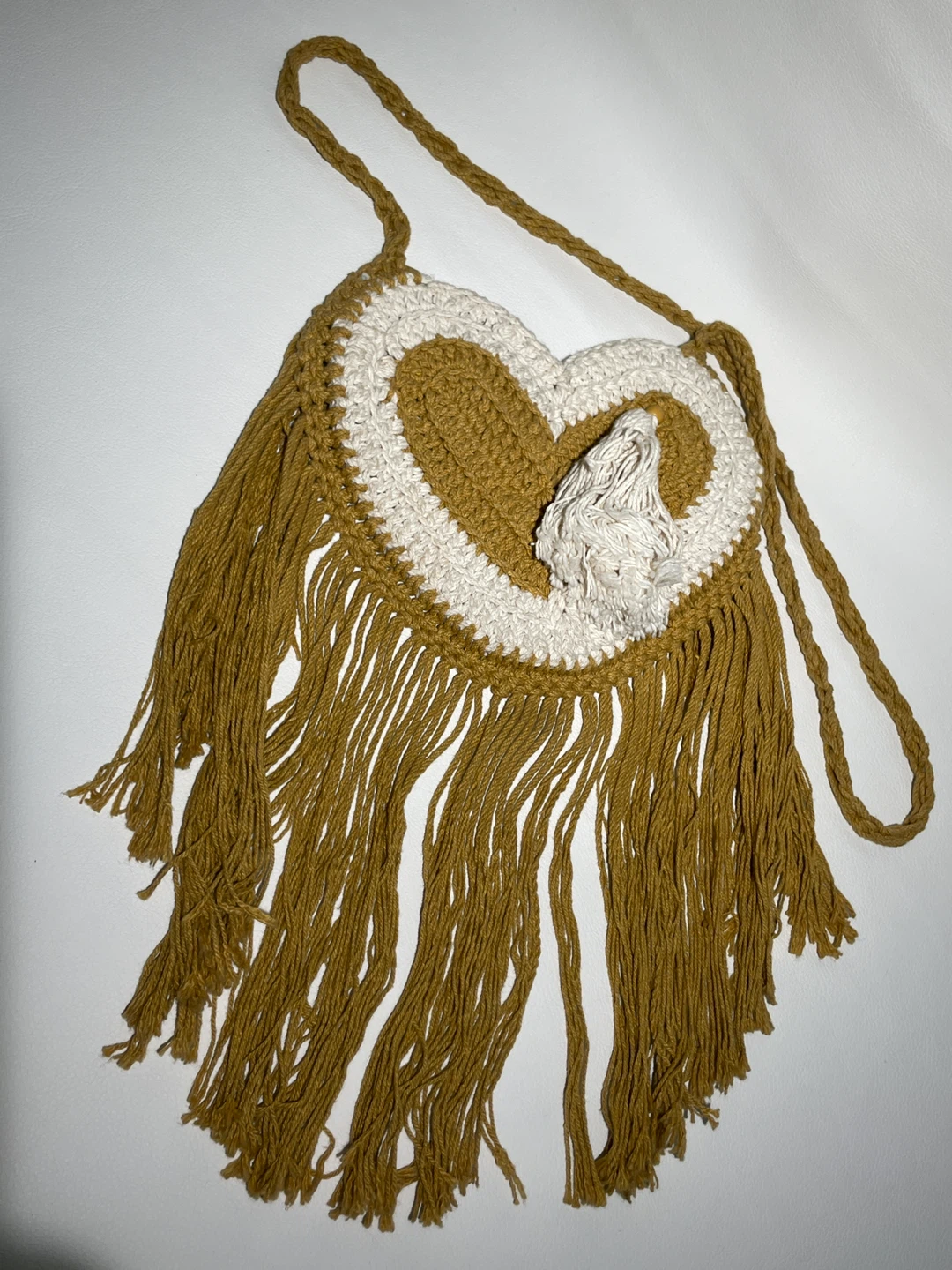 Macrame Heart Fringe Bag