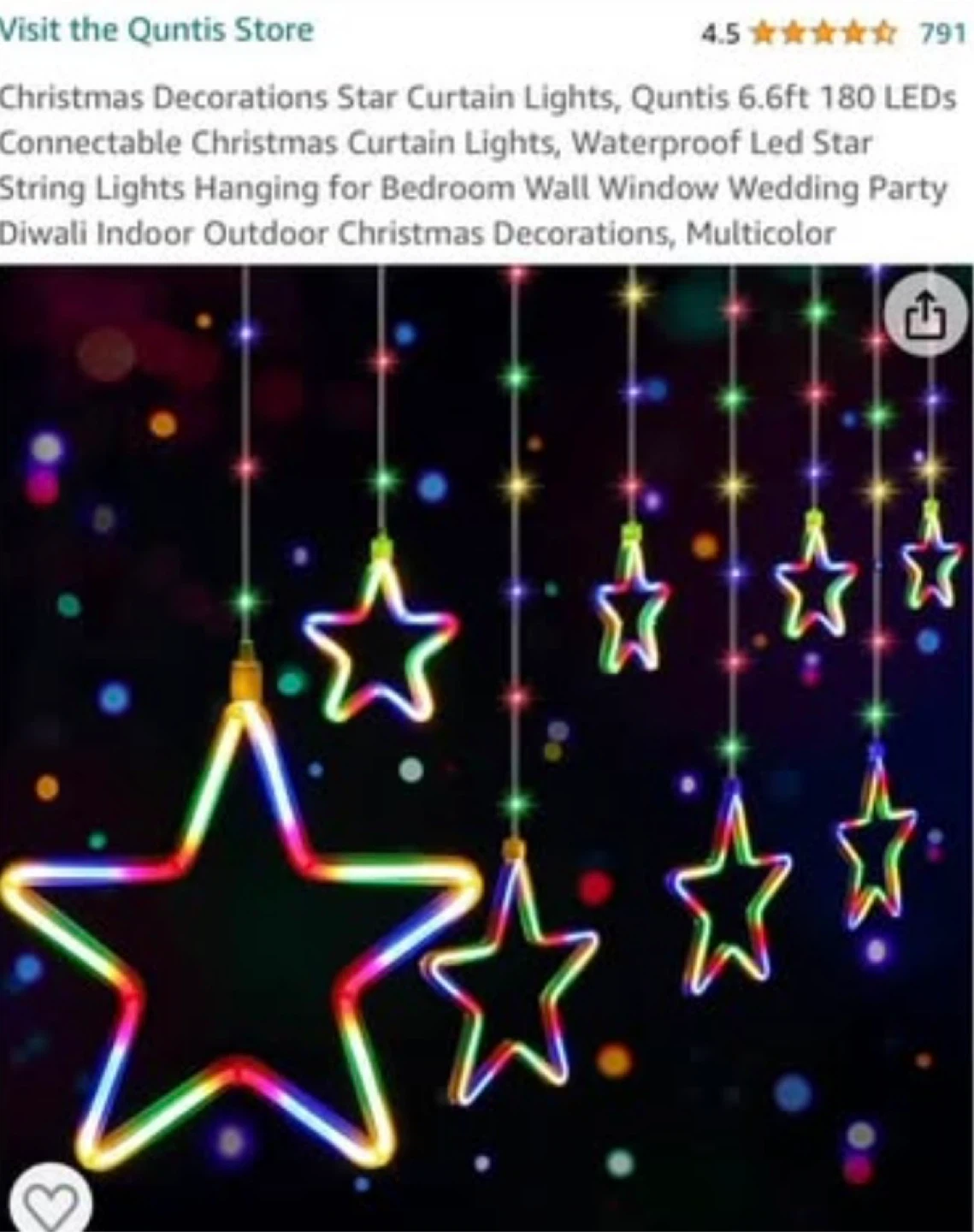 6.6ft Star Curtain Lights 3boxes