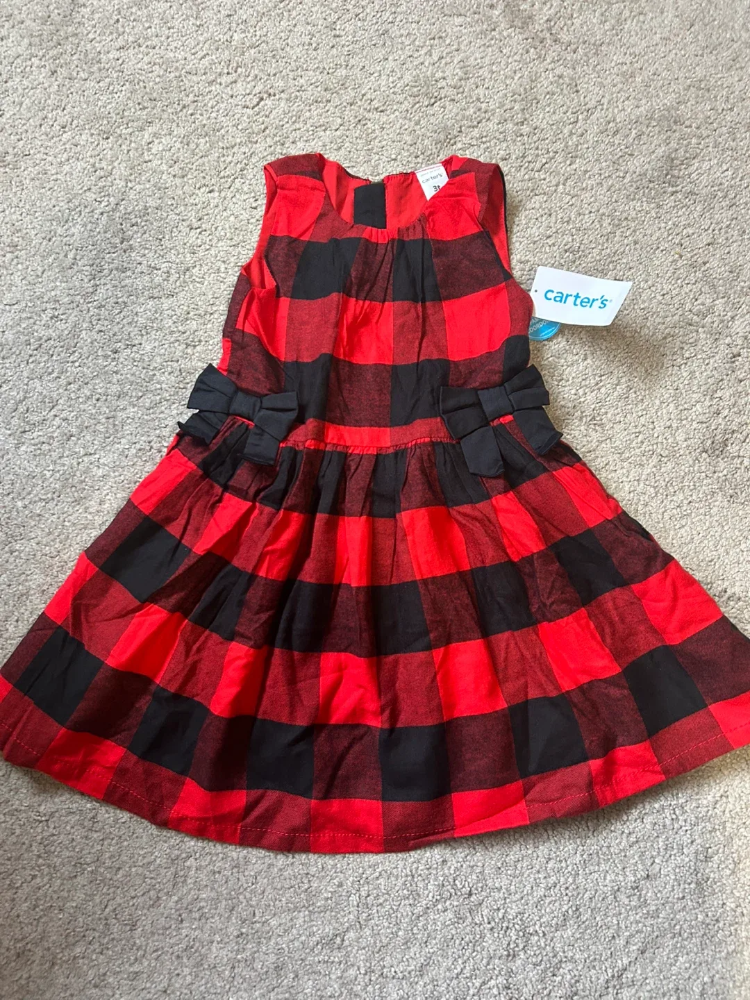 Carter's Red & Black Plaid Dress - Size 3T thumbnail