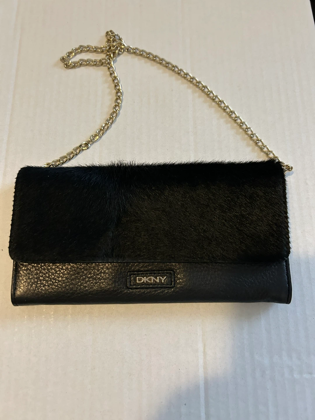 DKNY Black Clutch with Chain