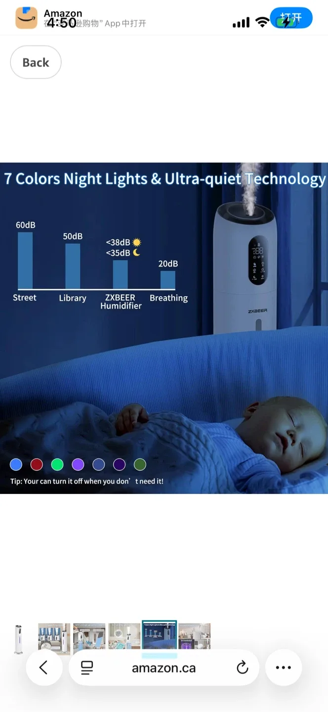 ZXBEER 9L Ultrasonic Humidifier - Bedroom/Baby image indicator(5)