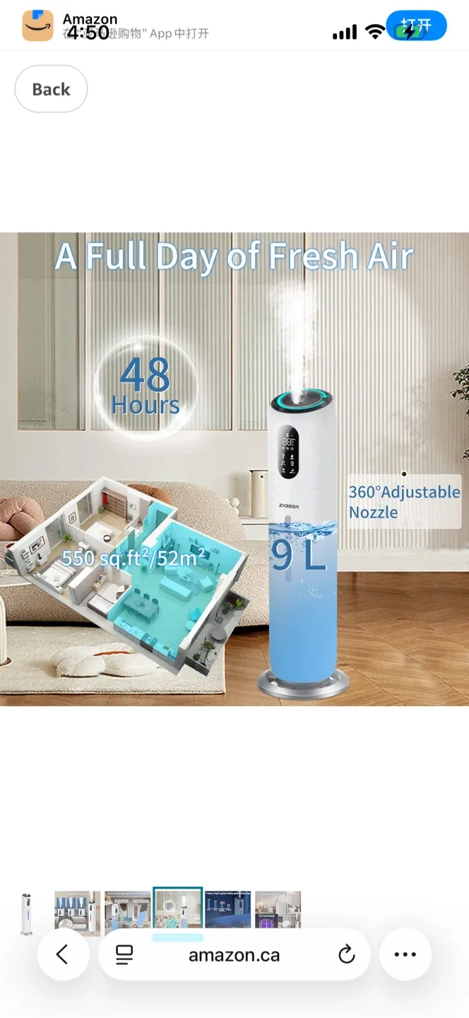 ZXBEER 9L Ultrasonic Humidifier - Bedroom/Baby image indicator(4)