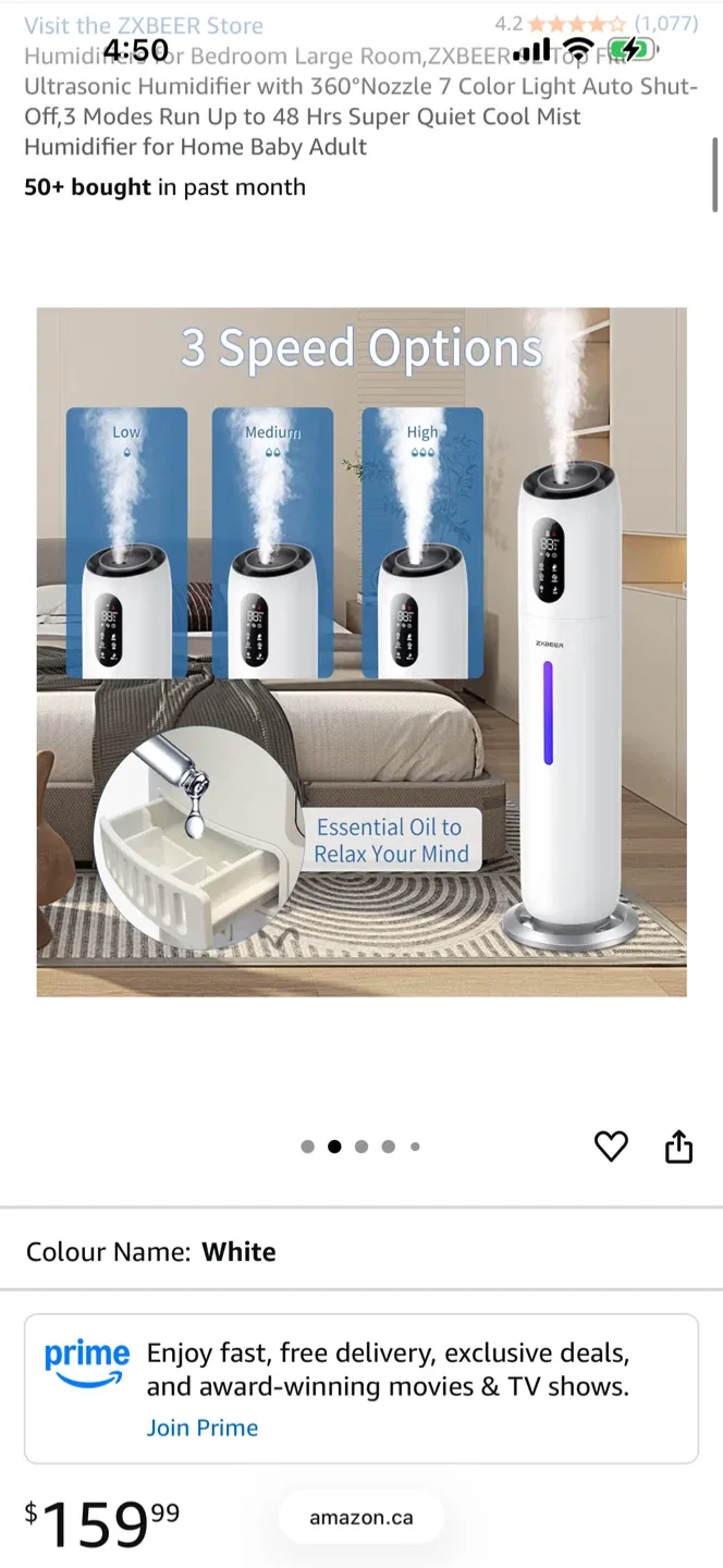 ZXBEER 9L Ultrasonic Humidifier - Bedroom/Baby image indicator(2)