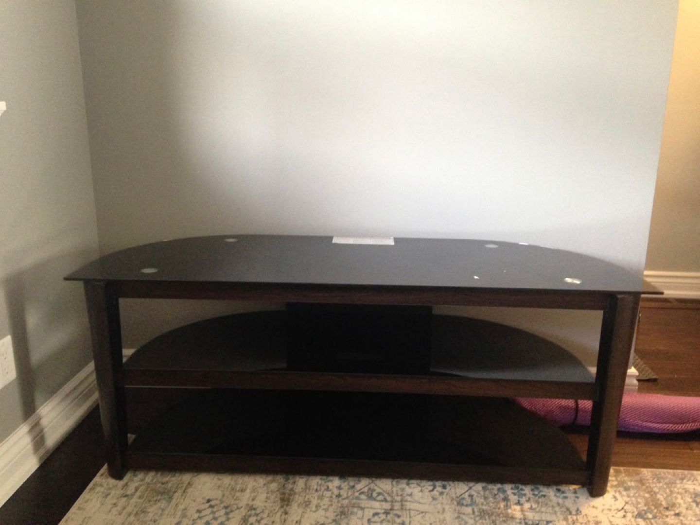 Dark Brown Glass Top TV Stand