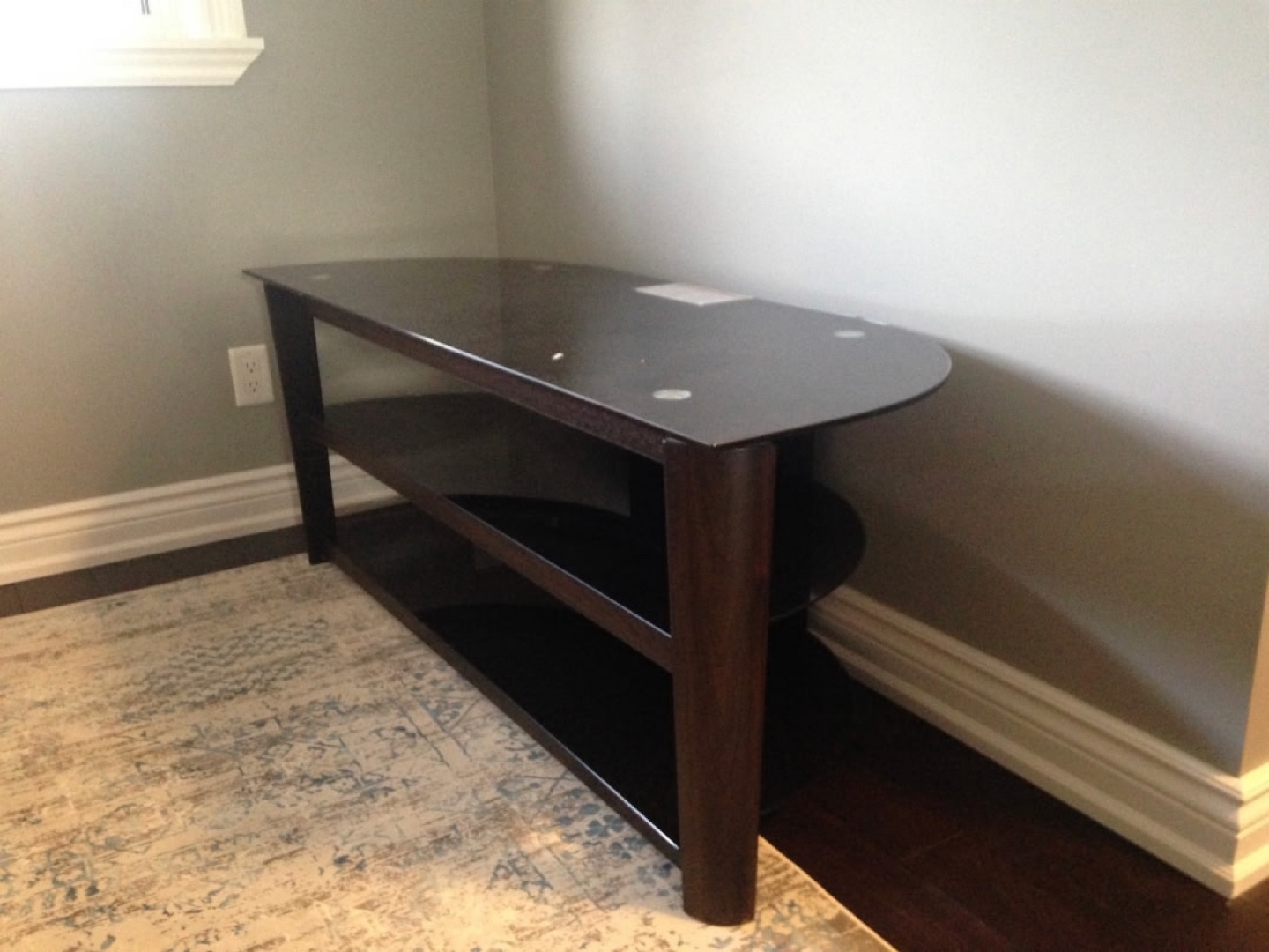 Dark Brown Glass Top TV Stand - photo 2