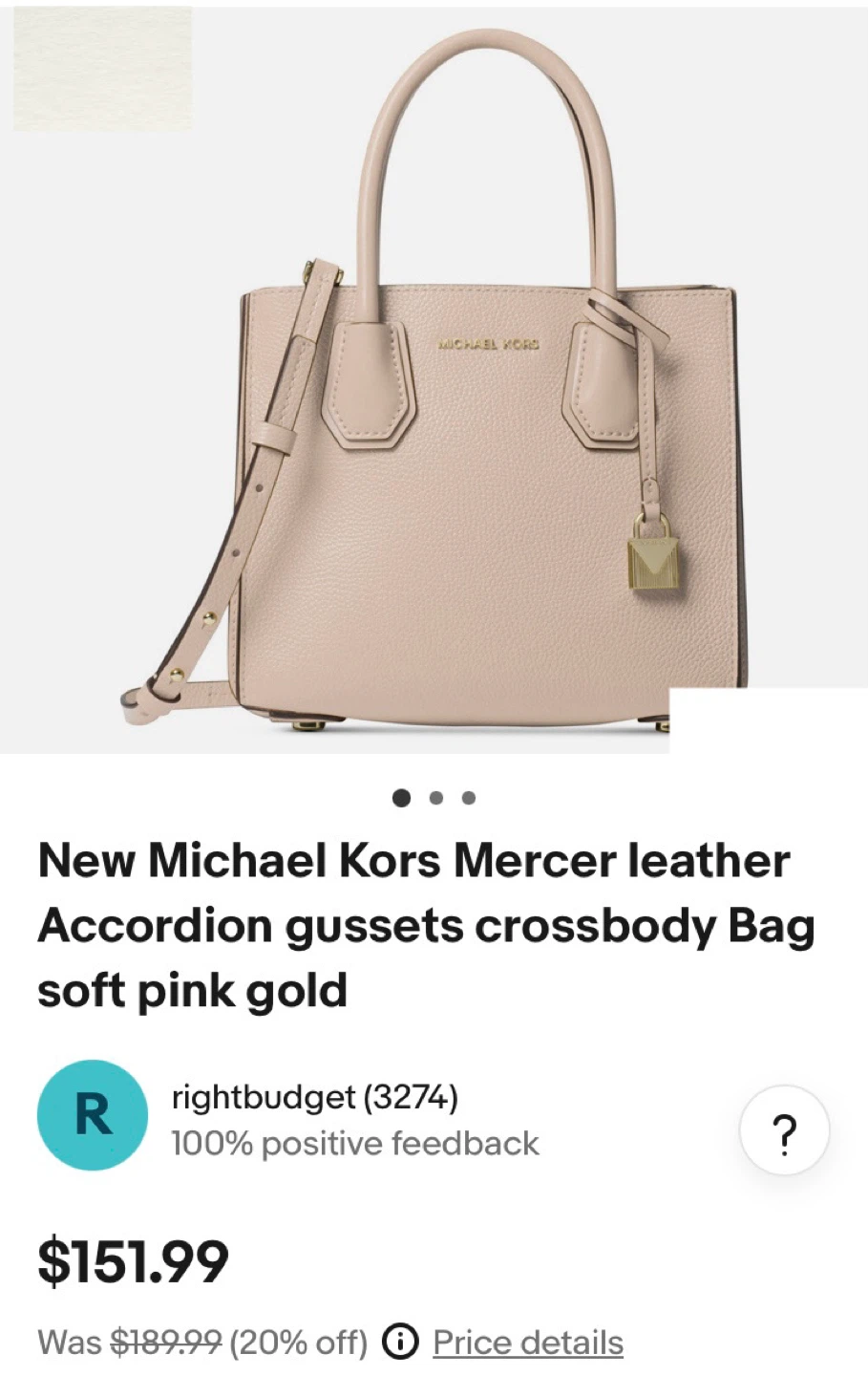 Michael Kors Mercer Leather Crossbody Bag - Soft Pink Gold - photo 4