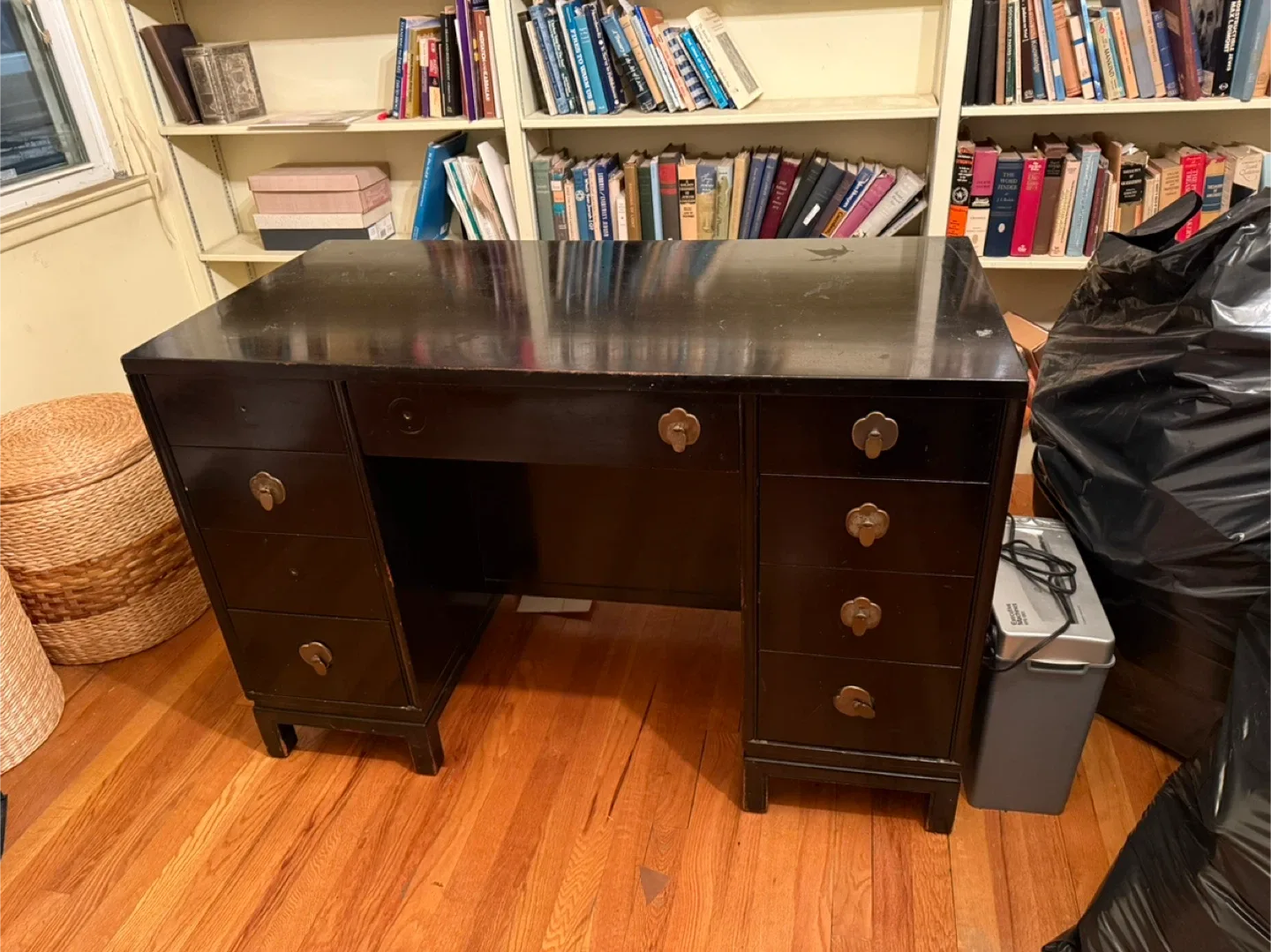 Black Wooden Desk and two End Tables thumbnail