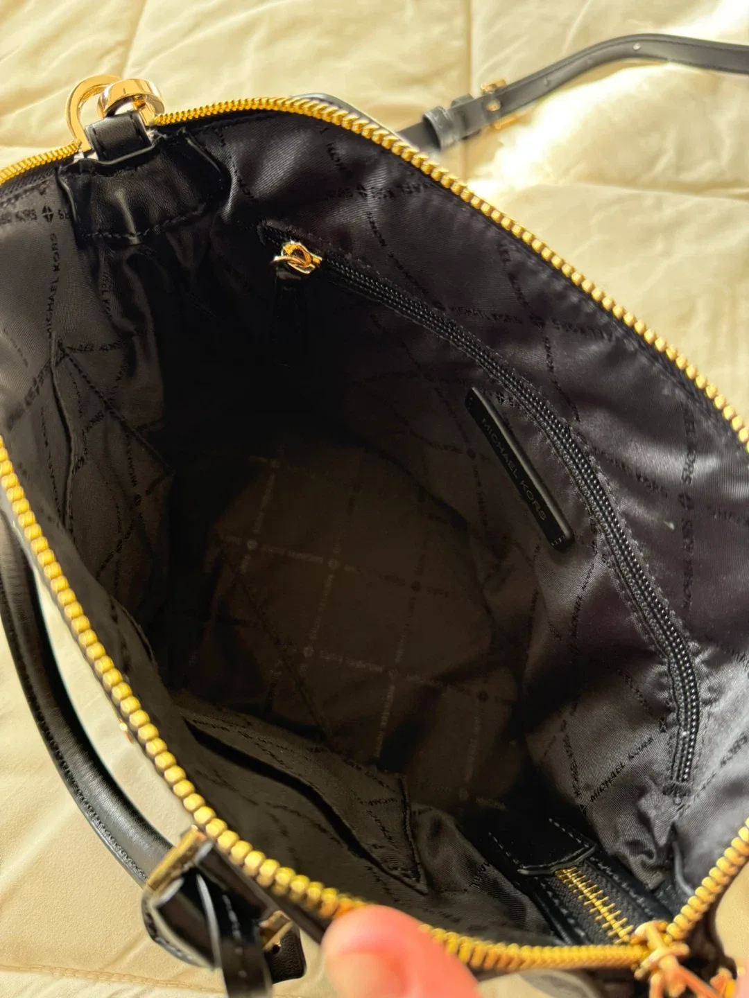 Michael Kors Black Leather Crossbody Satchel Purse image indicator(5)