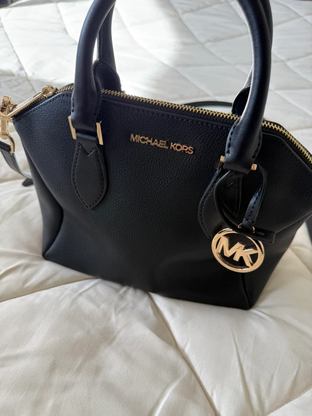 Michael Kors Black Leather Crossbody Satchel Purse image indicator(4)