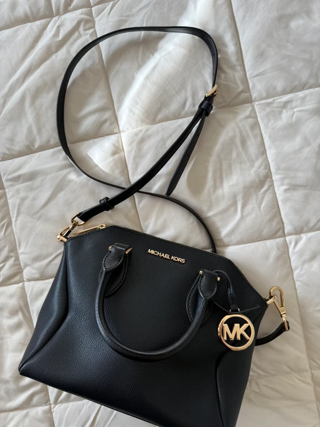 Michael Kors Black Leather Crossbody Satchel Purse image indicator(2)