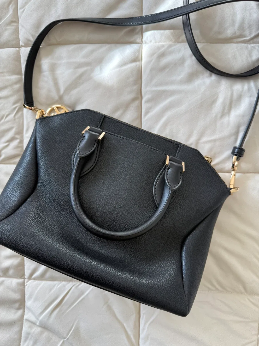 Michael Kors Black Leather Crossbody Satchel Purse image indicator(3)