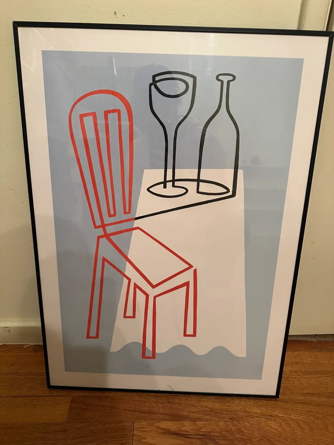 Framed Wall Art - Chair, Wine Glass, Bottle thumbnail