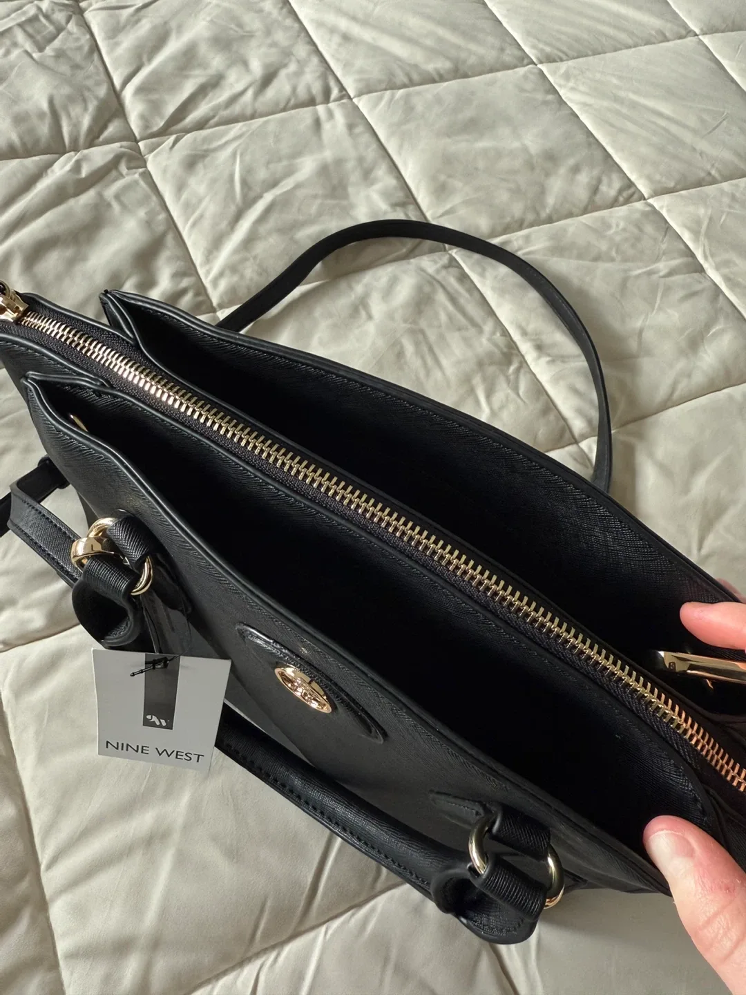 Nine West Black Satchel Crossbody Purse image indicator(5)