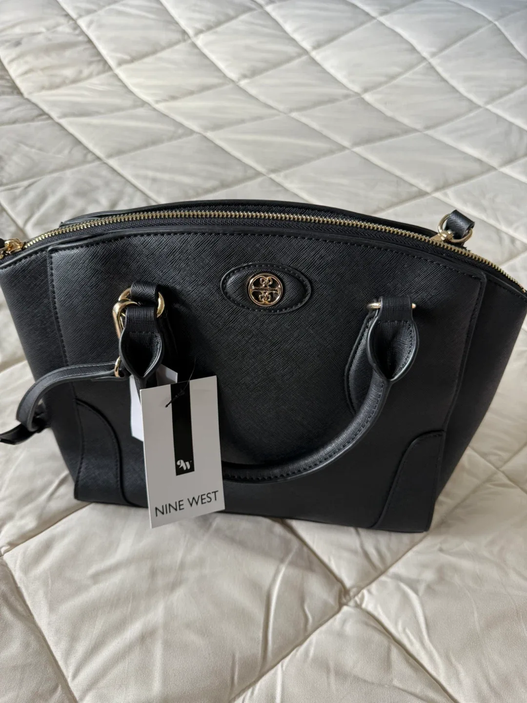 Nine West Black Satchel Crossbody Purse image indicator(4)
