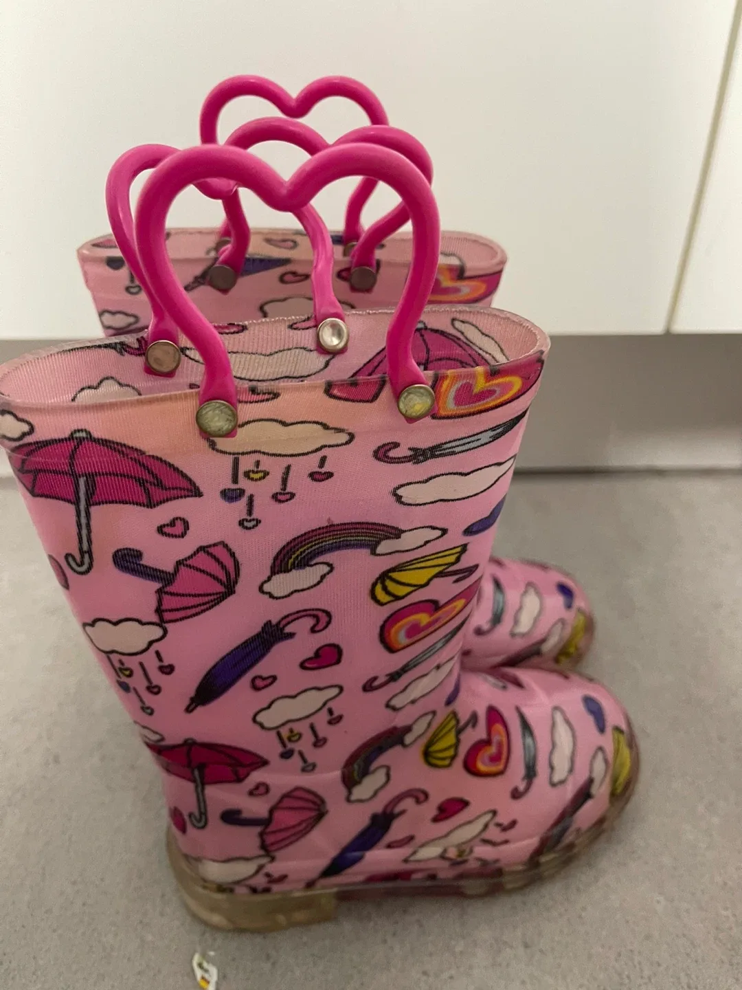 Pink Patterned Rain Boots size 9 thumbnail