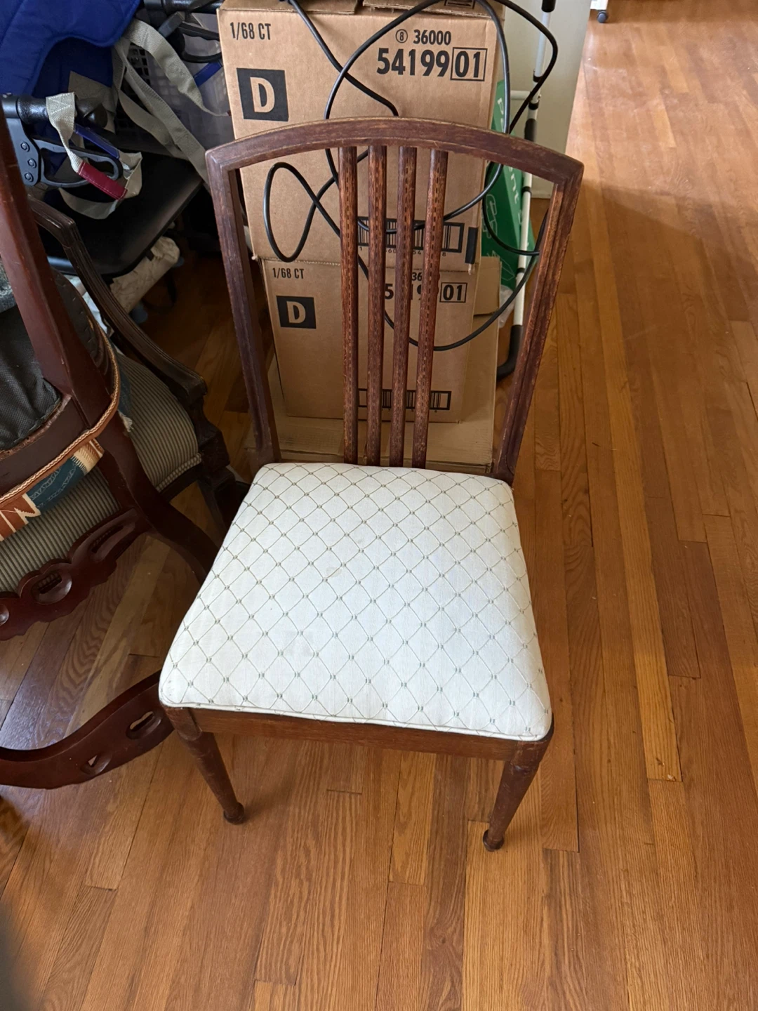 Wooden Chair with White Cushion