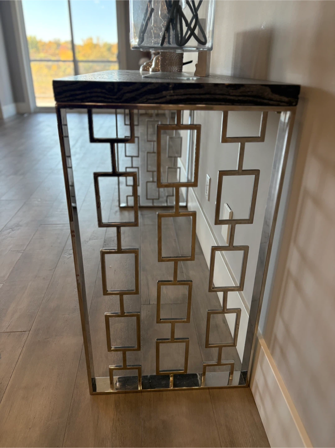 Console Table - Black Wood & Chrome - photo 3