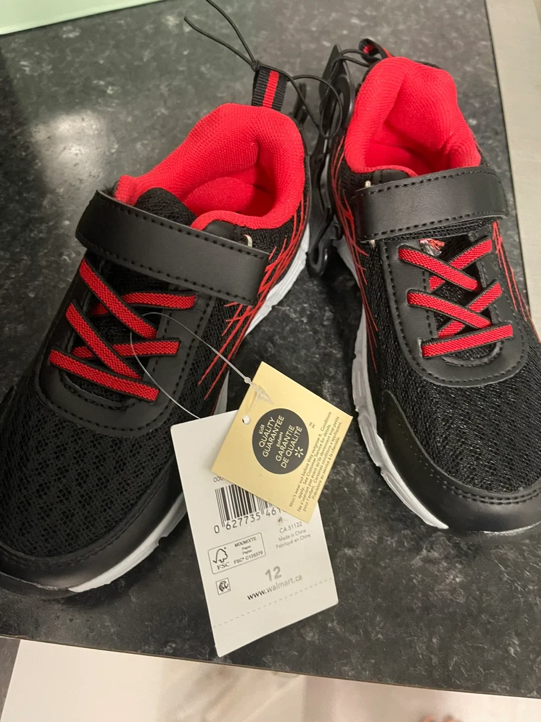 New Kids' Black & Red Runners - Size 12