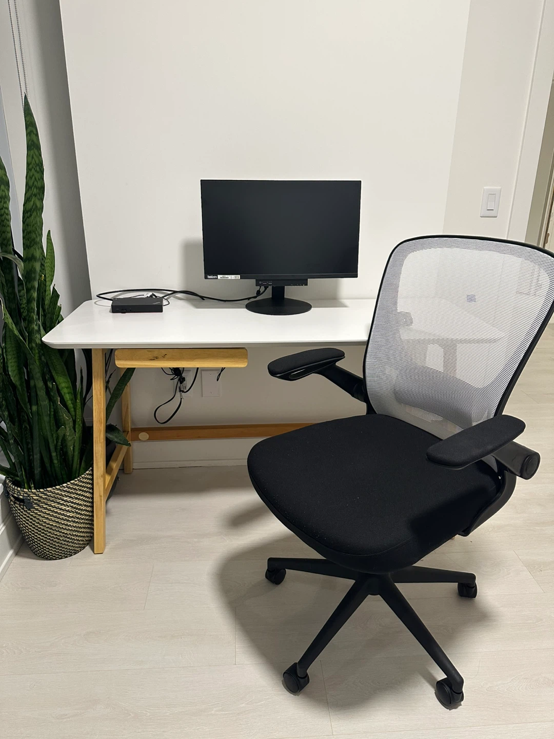 White Desk & Black Office Chair