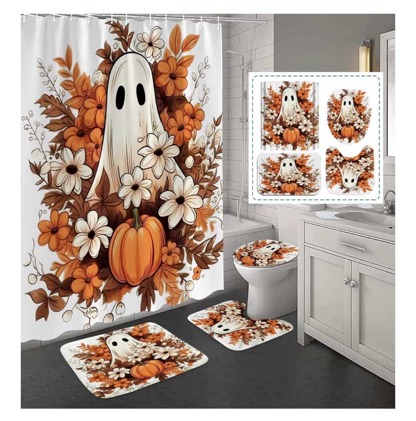 Halloween Ghost Bathroom Set (4-Piece)