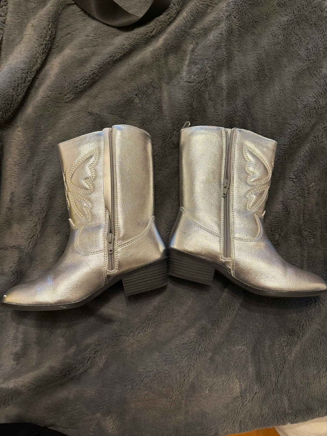 Silver Metallic Cowboy Boots - Size 3 Youth - photo 2