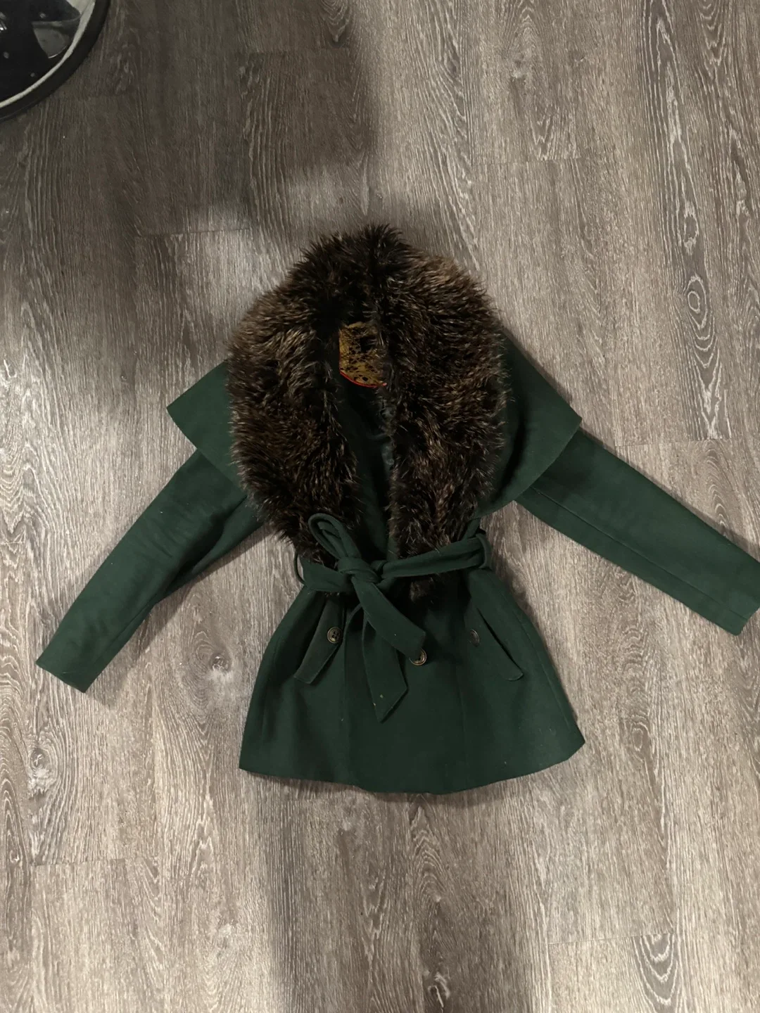 Green Steve Madden Coat with Fur Collar image indicator(3)