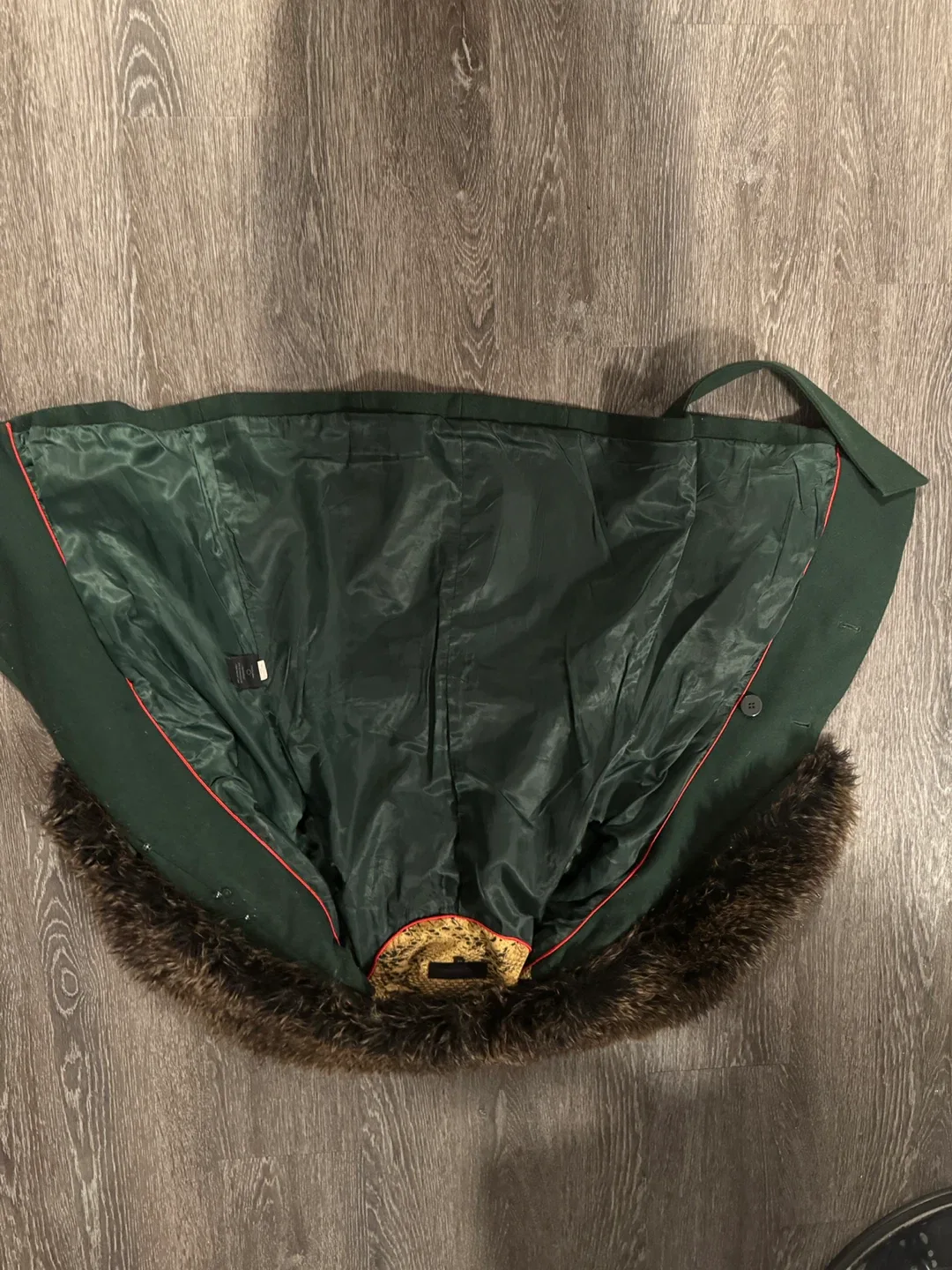 Green Steve Madden Coat with Fur Collar image indicator(2)