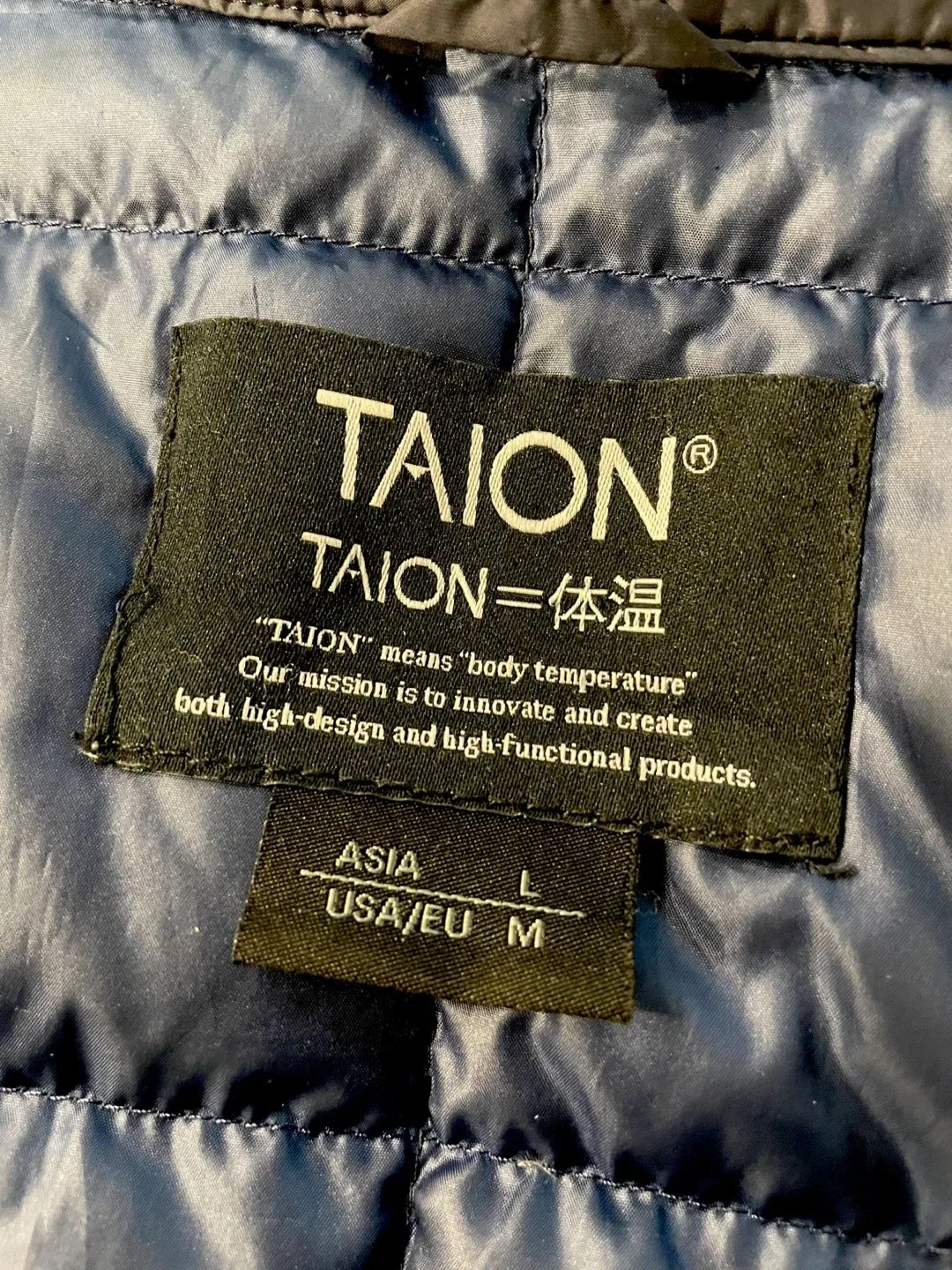 Taion Quilted Down Shirt Jacket – Unisex, Navy, Size M image indicator(2)