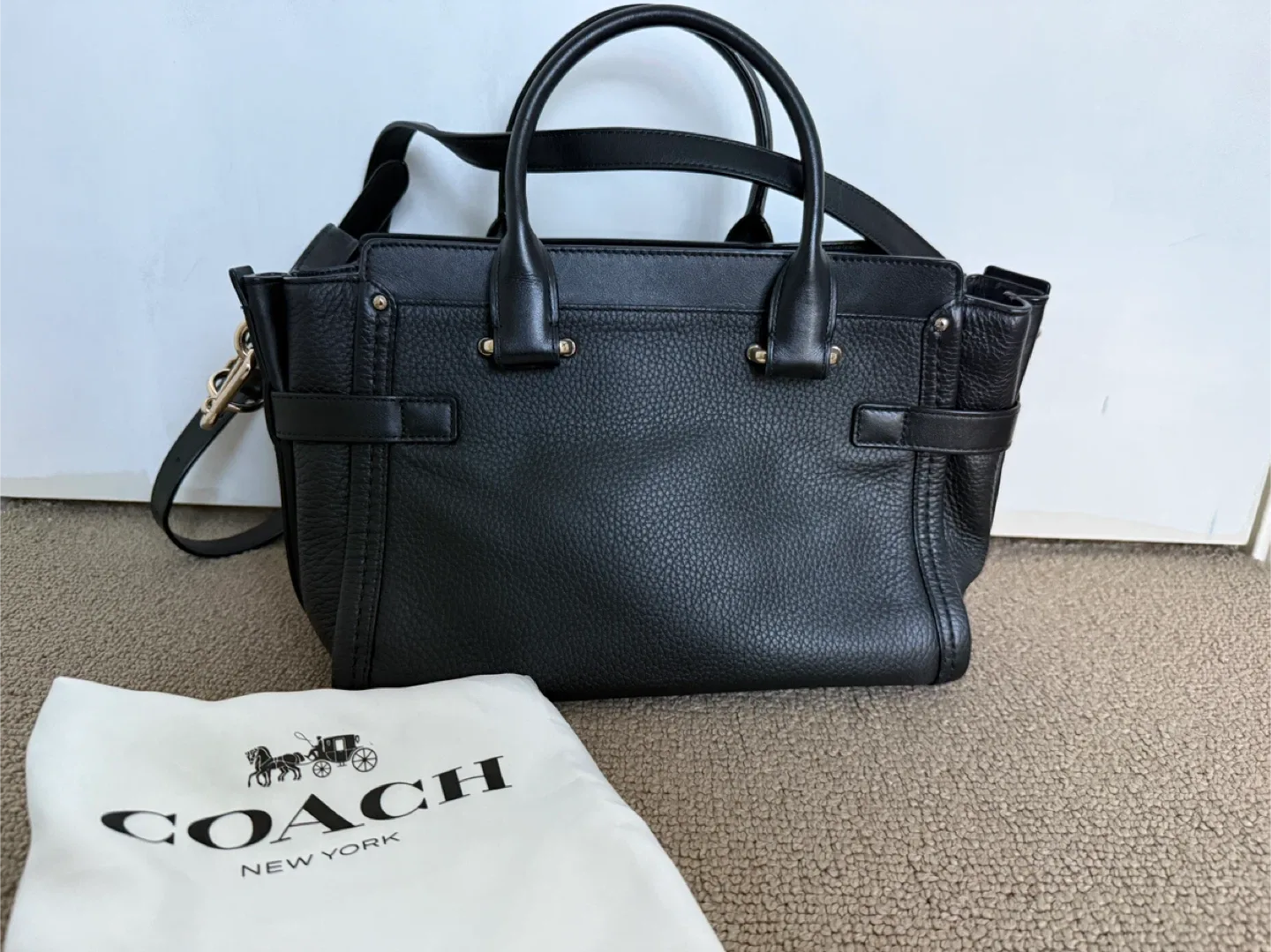 Coach Swagger Black Leather Satchel image indicator(2)