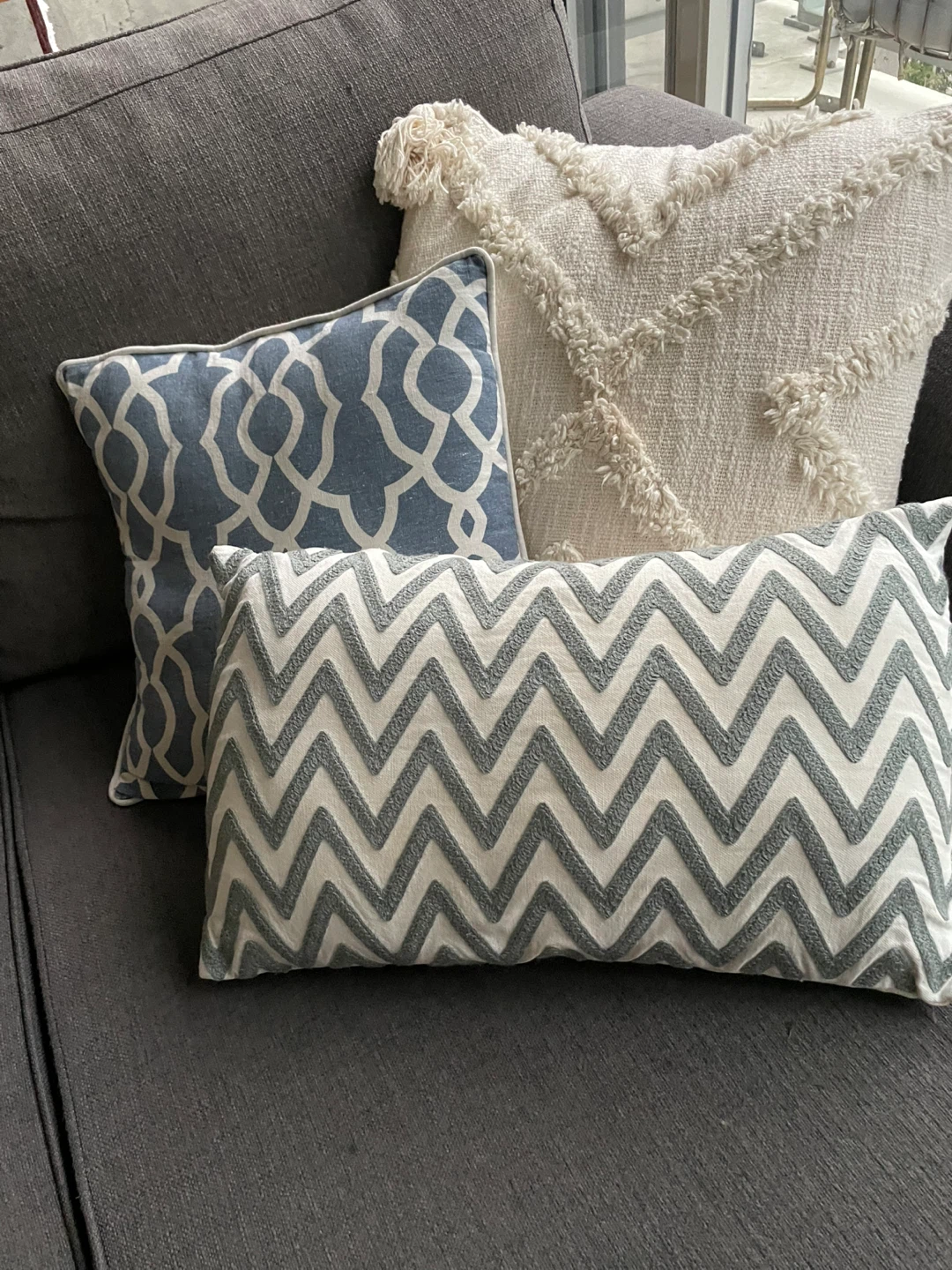 Decorative Throw Pillow - Blue & White Pattern - photo 3