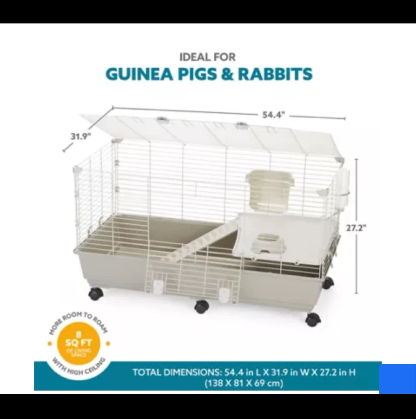 Guinea Pig/Rabbit Cage - 54.4" x 31.9" x 27.2"
