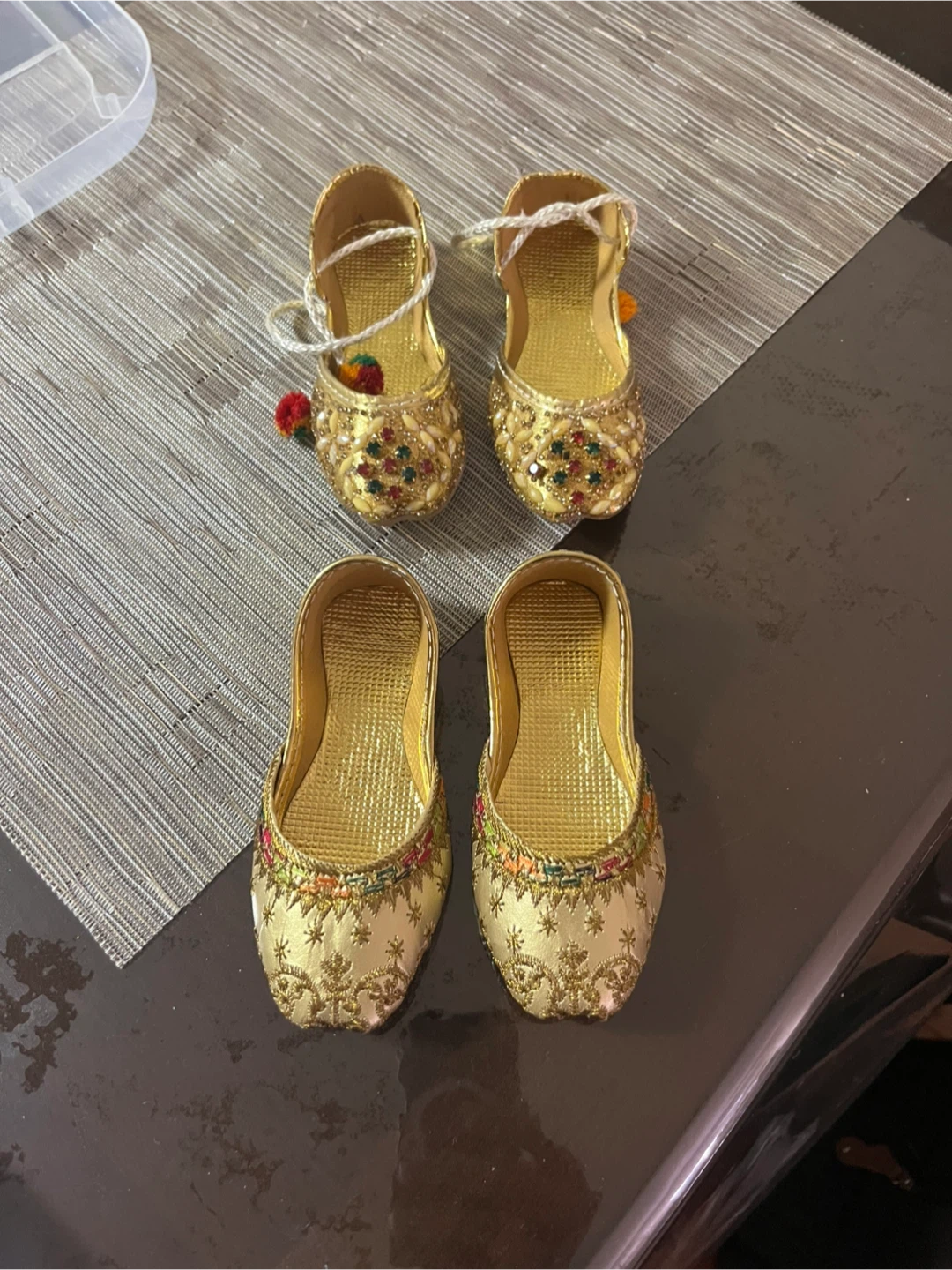 Gold Embroidered Punjabi Jutti Shoes - Size 4 - photo 3