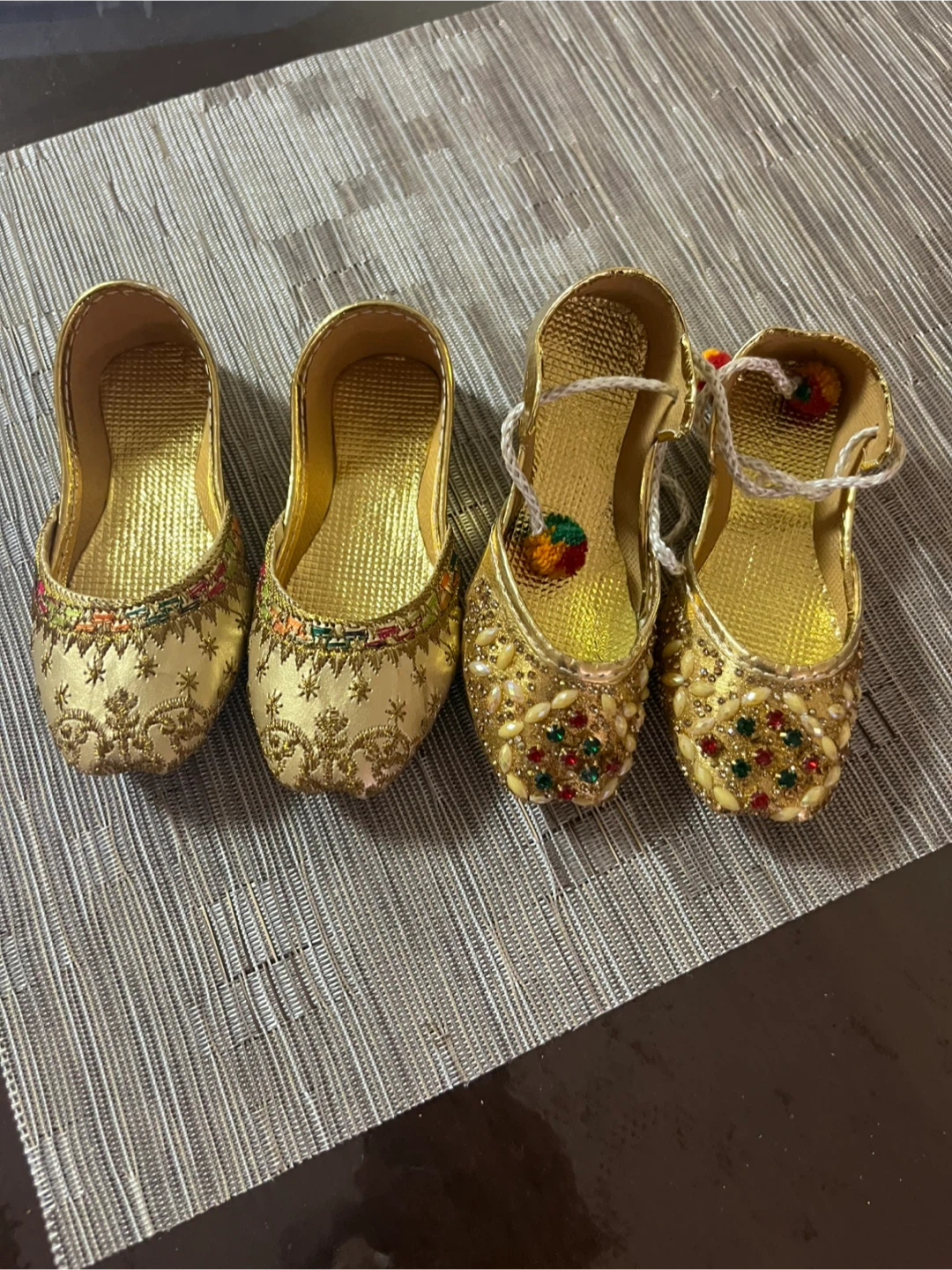 Gold Embroidered Punjabi Jutti Shoes - Size 4