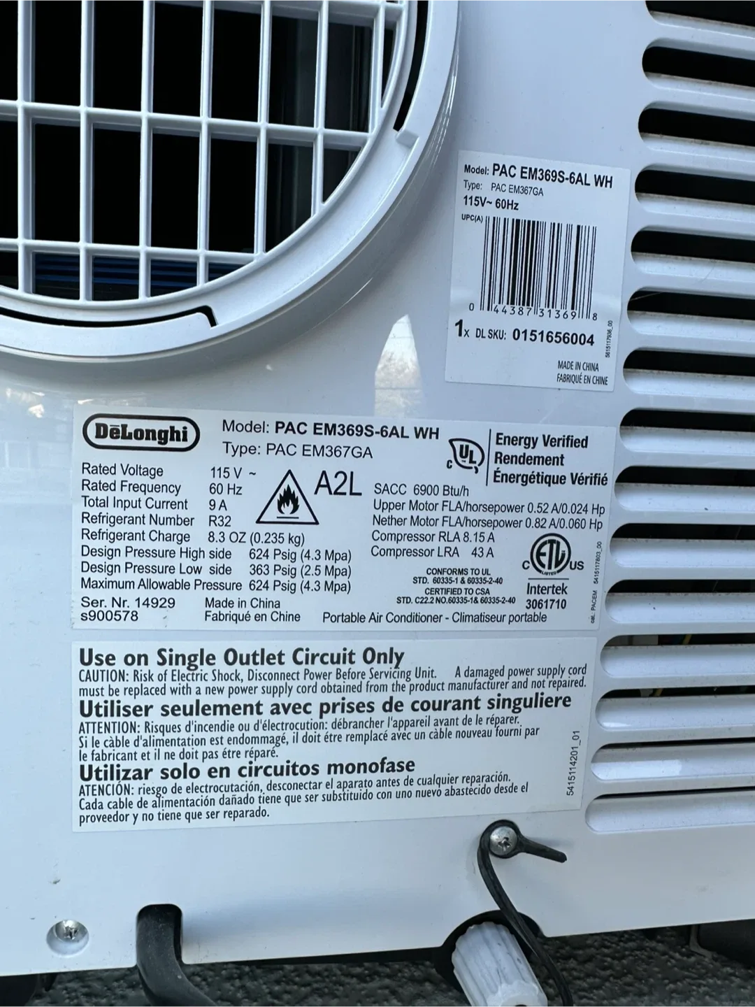 DeLonghi Pinguino PAC EM369 3-in-1 Portable Air Conditioner image indicator(4)