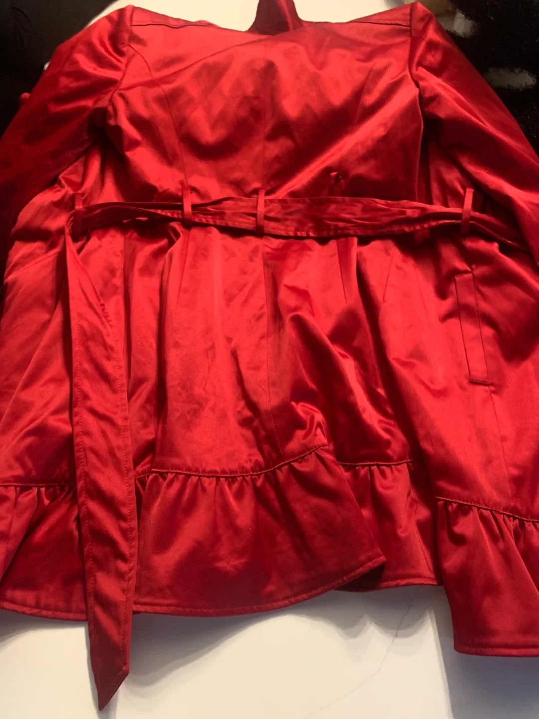 Bebe Red Satin Ruffle Dress - Size XS image indicator(5)