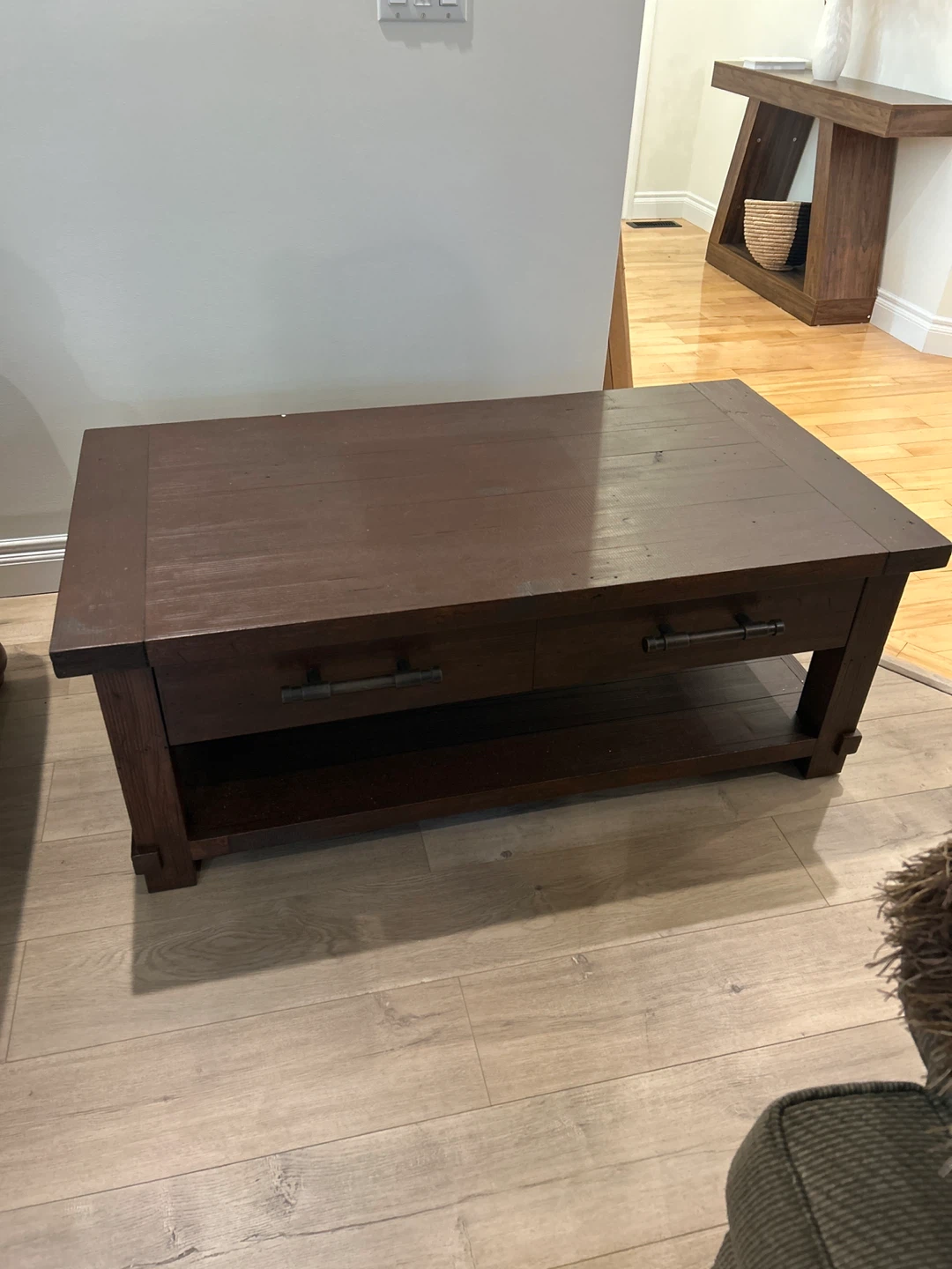 Brown Wood Coffee Table with Drawers