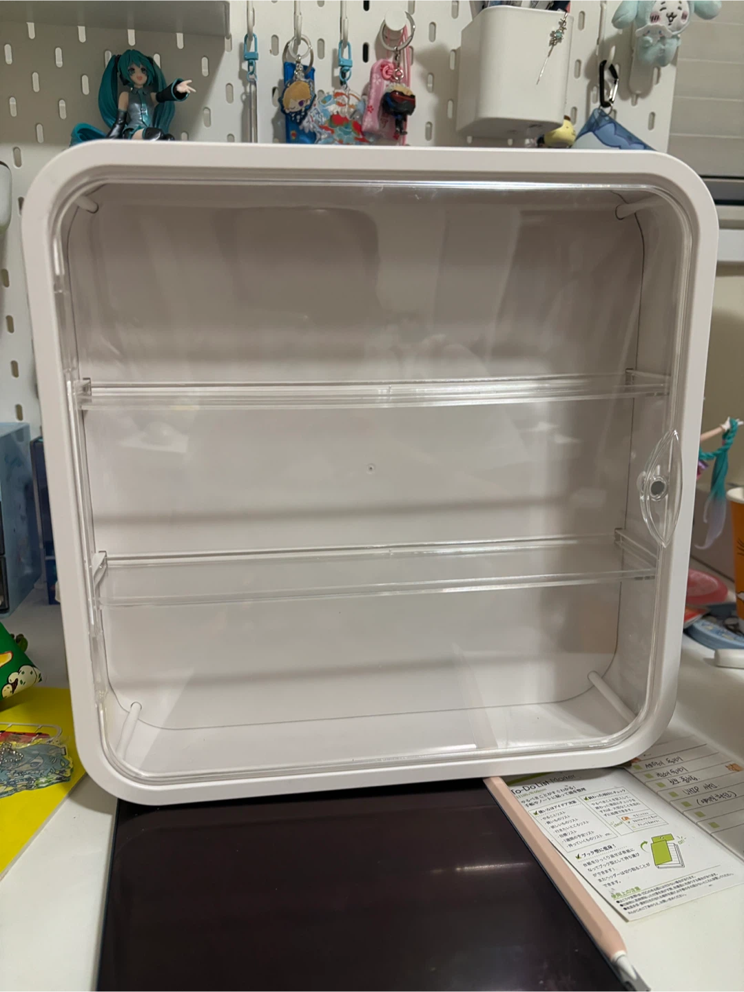 White Display Case with Clear Shelves