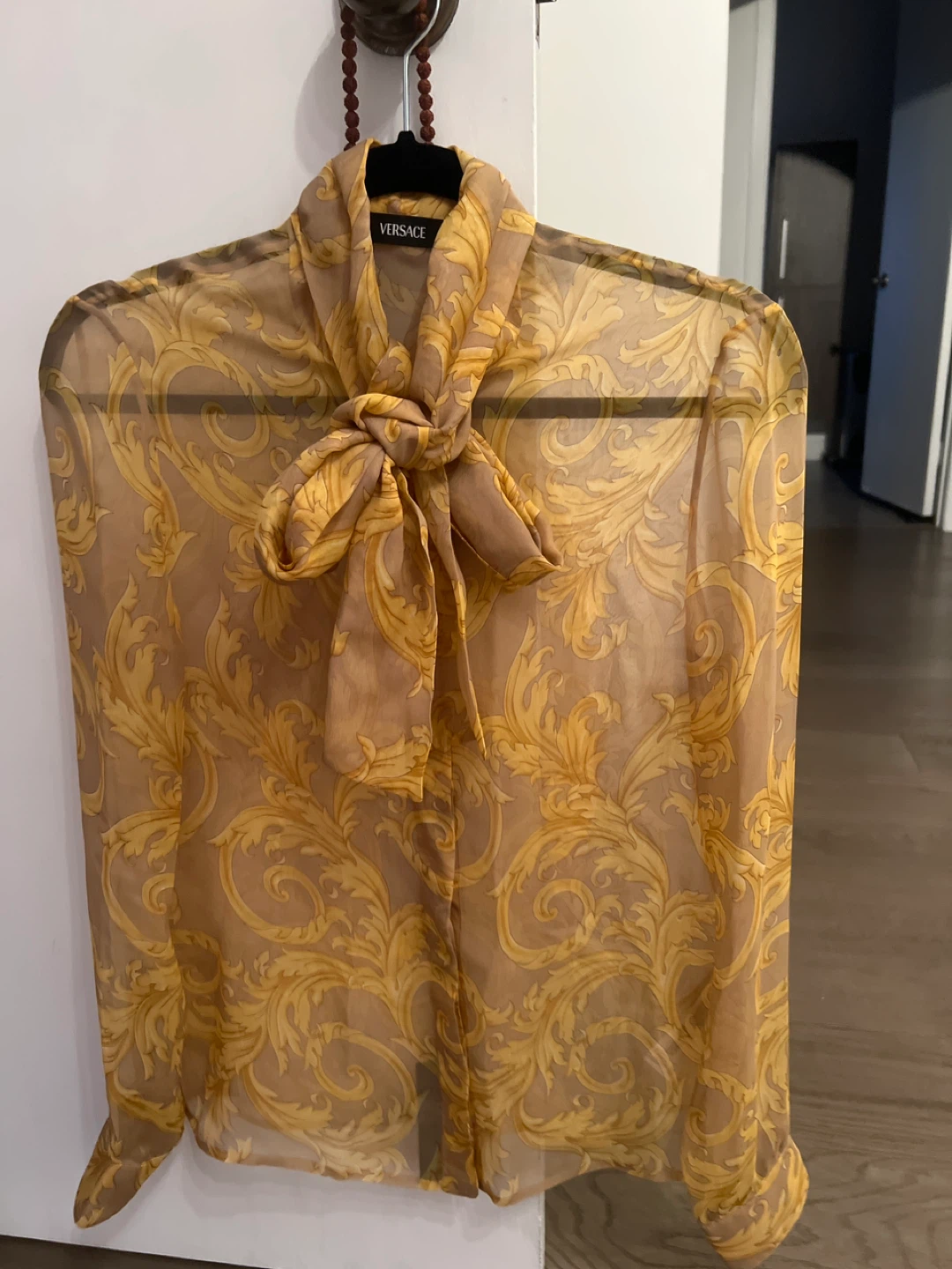 Versace Silk Scarf Print Blouse - Size 36